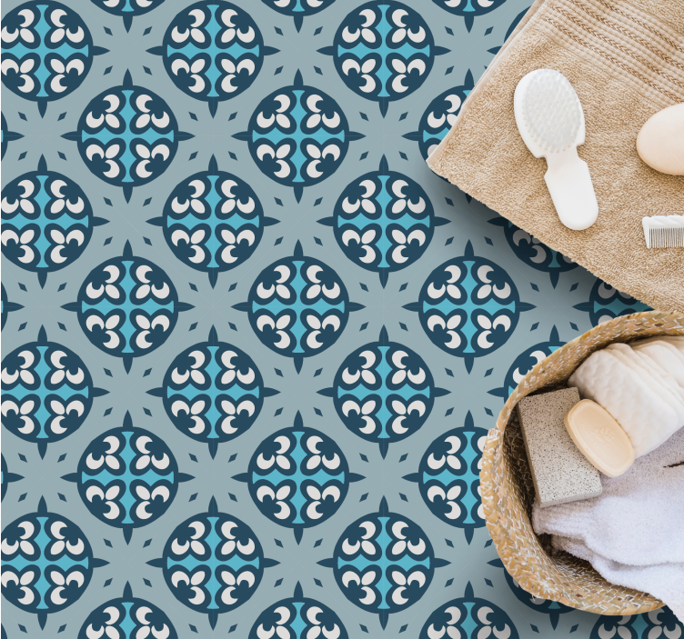 Blue and gray classic style tile carpet - TenStickers