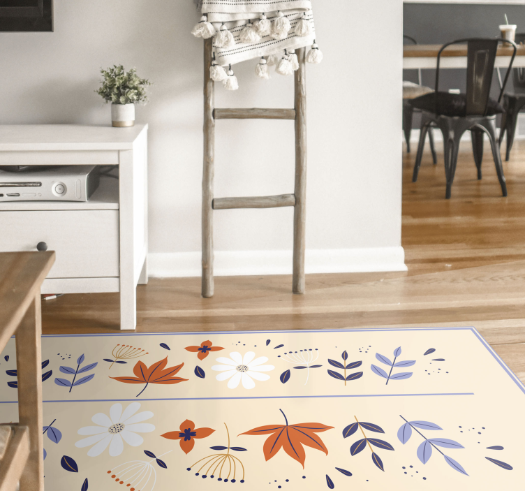 Blue and Red Flowers floral rug - TenStickers