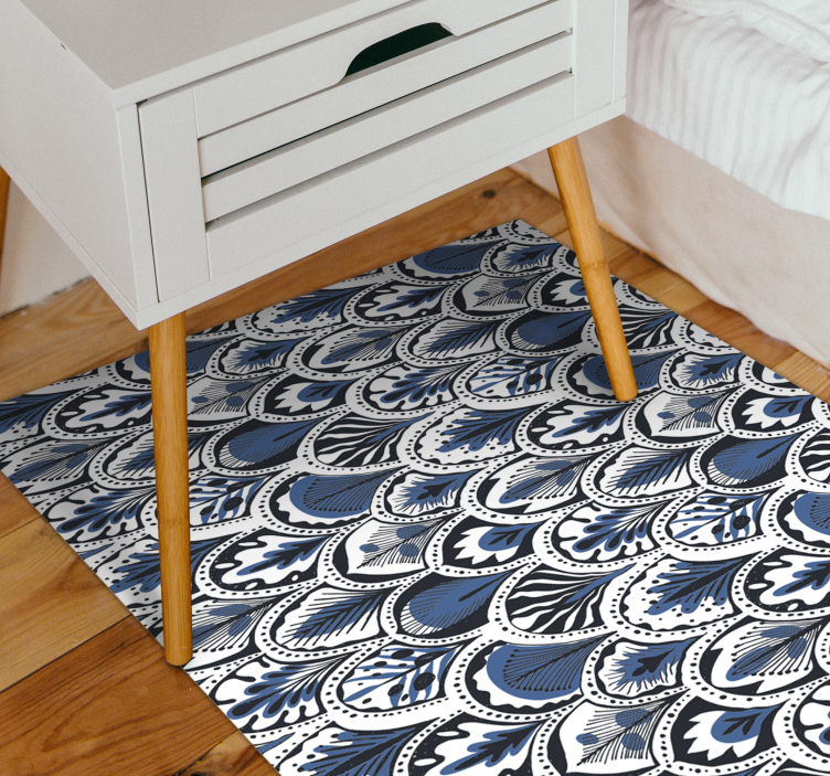 Blue bird feathers animal print vinyl rug - TenStickers