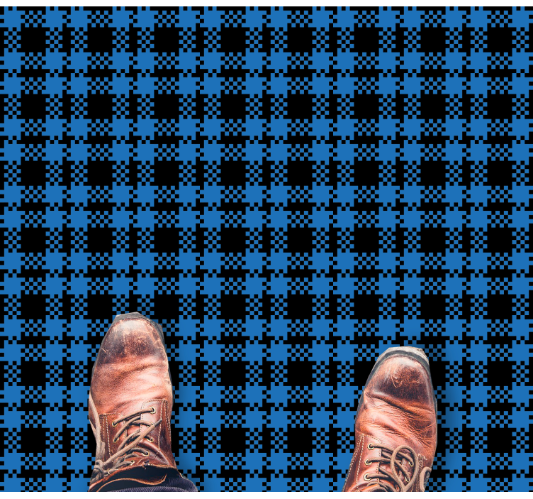 Blue Checker Pattern tile vinyl rug - TenStickers