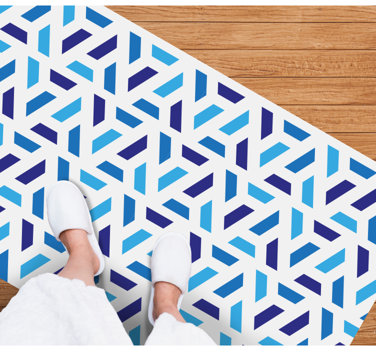 Blue geometric pattern tile carpet - TenStickers