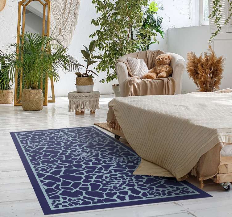 Blue Giraffe Print animal print vinyl rug - TenStickers