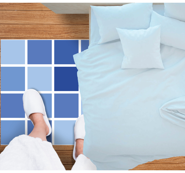 Blue grid pattern bathroom vinyl rug - TenStickers