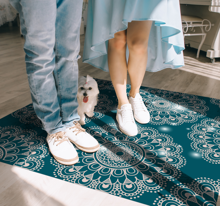 Blue magic pattern mandala vinyl rug - TenStickers