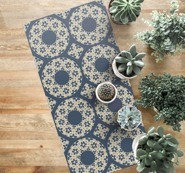 Blue Morrocan tile carpet - TenStickers