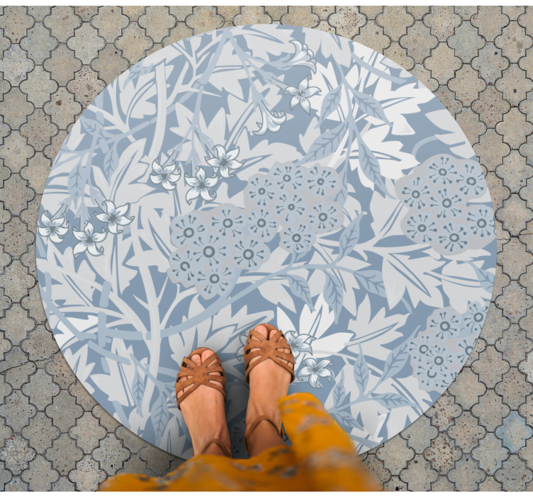 blue original flowers bathroom flooring - TenStickers