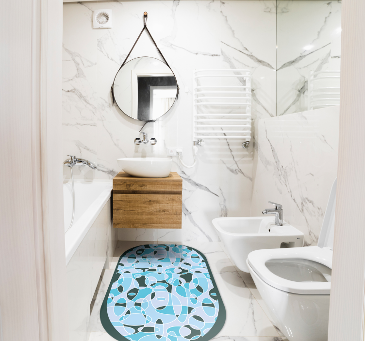 blue oval minimal vinyl rug - TenStickers