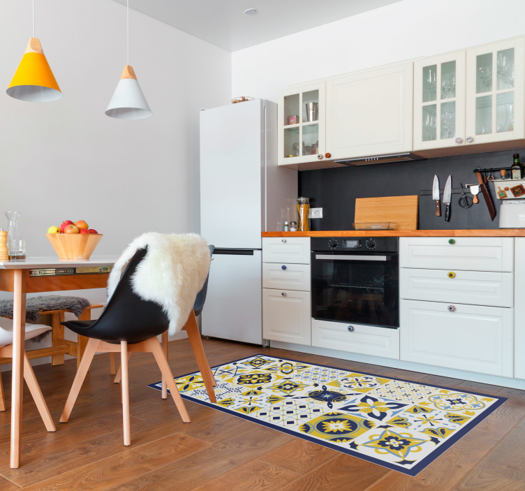 Blue Portuguese style tile carpet - TenStickers