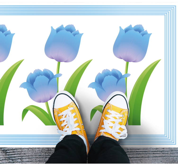 Blue Tulip Display floral vinyl rug - TenStickers