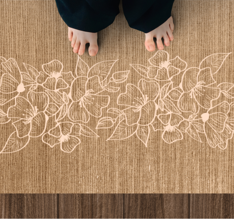 Floral Embellished Elegance entrance hall vinyl rug - TenStickers