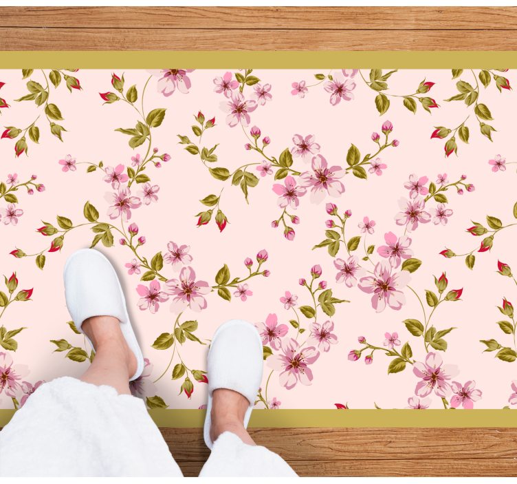 Floral Blossom Emblem floral vinyl rug - TenStickers