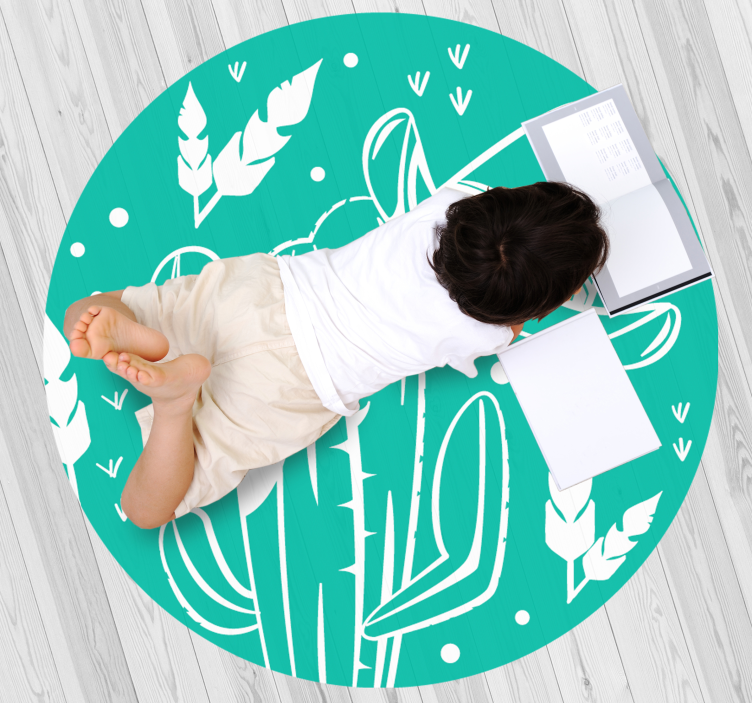 Botanical Cactus Theme floral vinyl rug - TenStickers