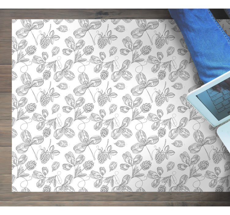 Botanical Lineart floral rug - TenStickers