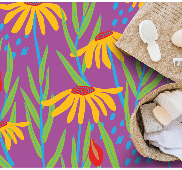 Purple botanical arrangement floral vinyl rug - TenStickers