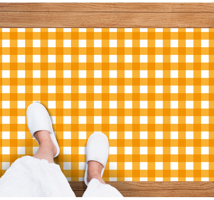 Warm checked pattern yellow vinyl rug - TenStickers