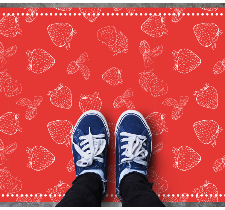 Bright Strawberry Pattern kitchen vinyl rug - TenStickers