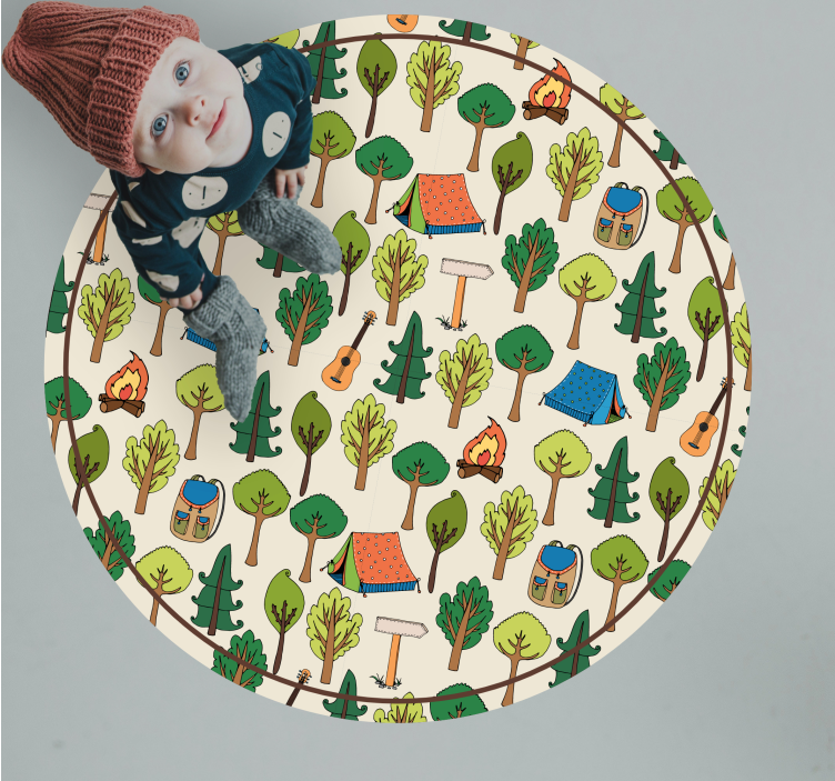 Camping adventure scene kids vinyl rug - TenStickers