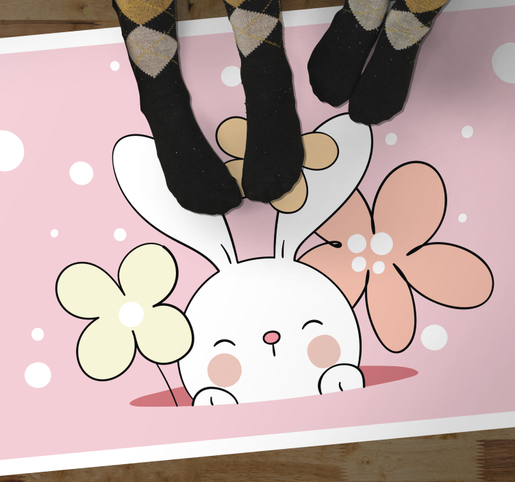 Baby bunny illustration kids vinyl rug - TenStickers