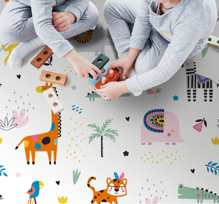Cheerful Safari Theme kids rug - TenStickers