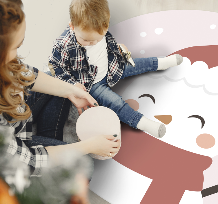 Cheerful Snowman Christmas vinyl rug - TenStickers