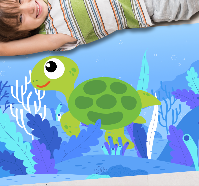 Cheerful Turtle Seascape playroom carpet - TenStickers