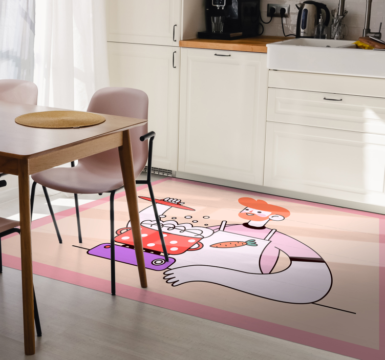 Red-haired man cooking kitchen vinyl rug - TenStickers