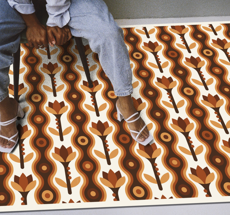 Trendy botanical ripples floral vinyl rug - TenStickers