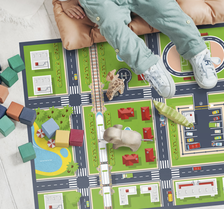 Children's vinyl rug city road rug - TenStickers