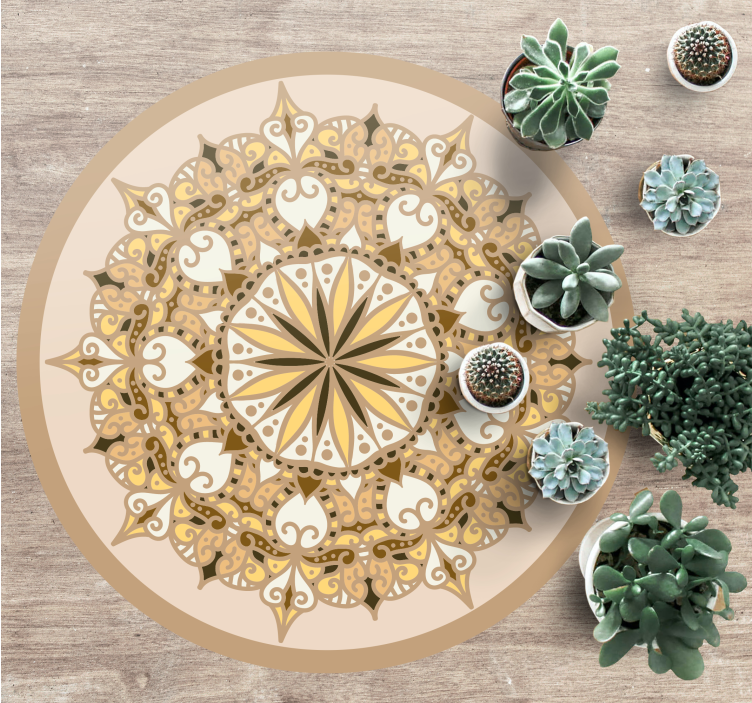 Circle beige mandala  texture carpet - TenStickers