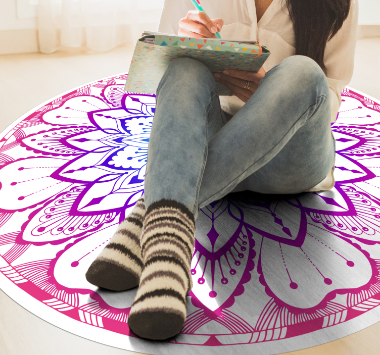 Circular blue and purple mandala rug - TenStickers