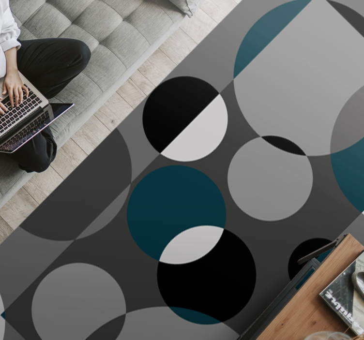 Circular grey pattern living room vinyl rug - TenStickers
