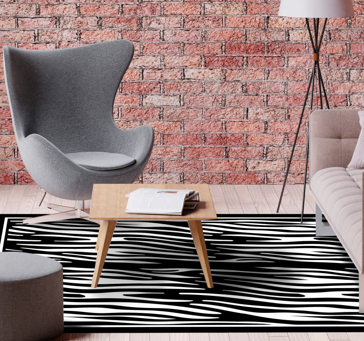 Classic black and white zebra animal print rug - TenStickers