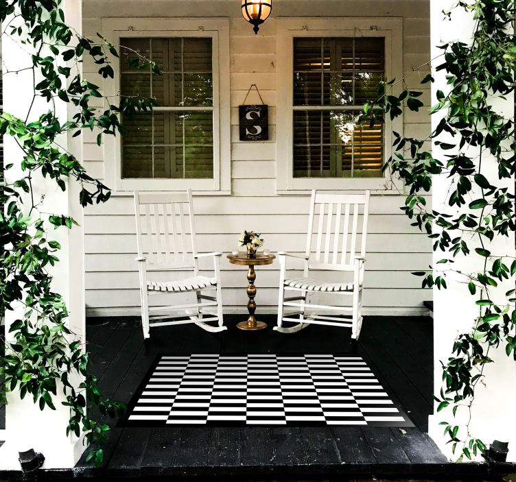 Classic Checkerboard striped vinyl rug - TenStickers