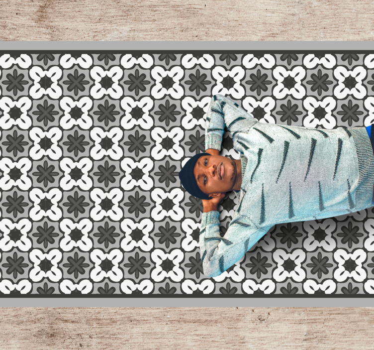 Classic Floral Pattern mosaic vinyl rug - TenStickers