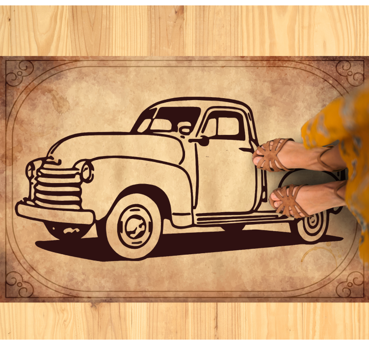 Classic truck silhouette vintage vinyl rug - TenStickers