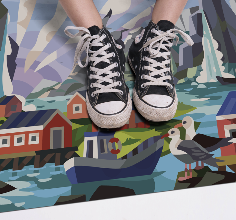 Norwegian coast nature vinyl rug - TenStickers