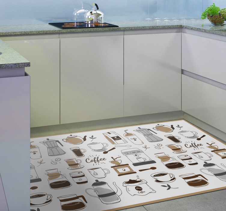 Coffee Essentials kitchen vinyl rug - TenStickers