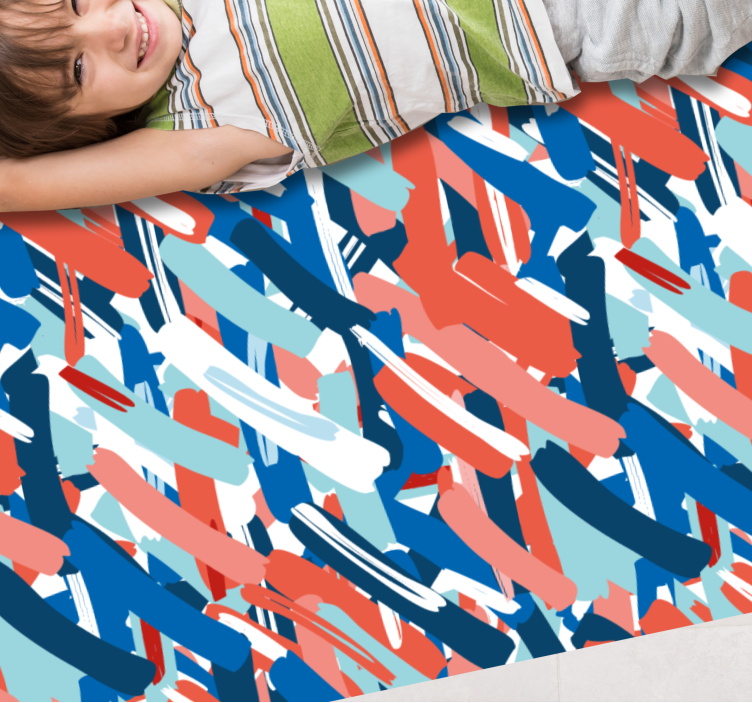 Modern vinyl rug in vibrant brushstroke design - TenStickers