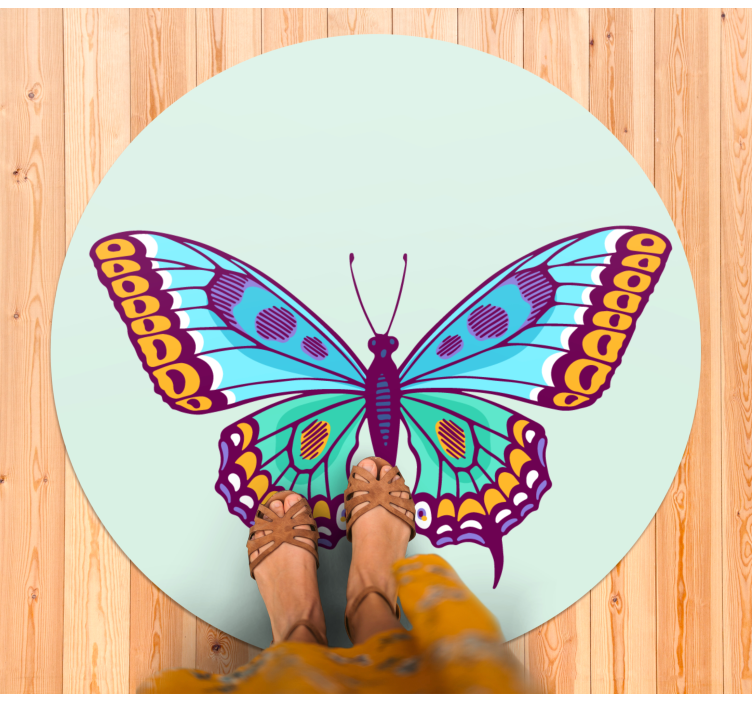 Colorful big butterfly animal vinyl rug - TenStickers
