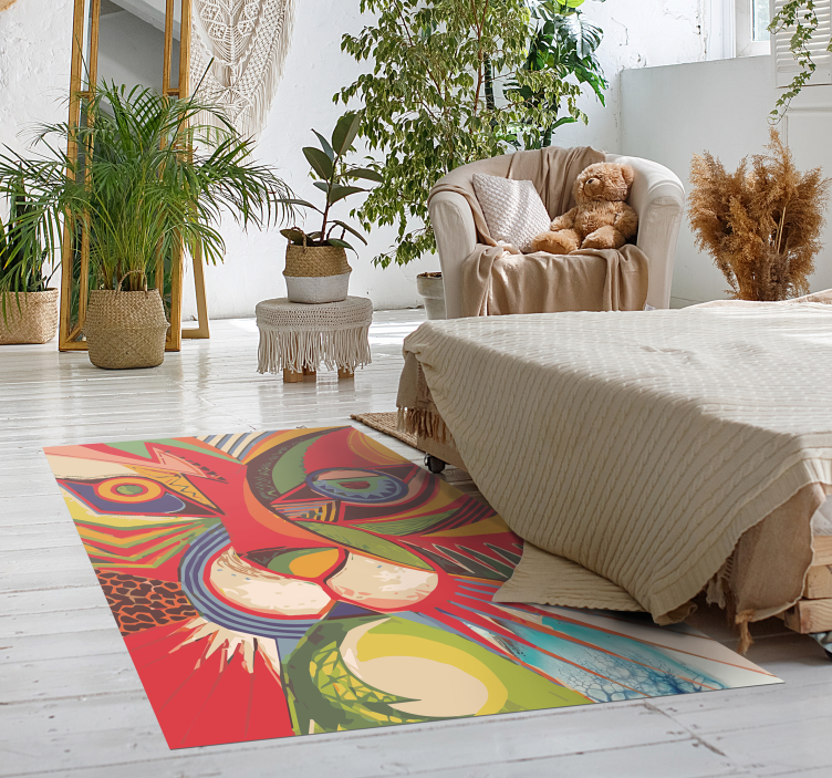 Colorful cat face animal vinyl rug - TenStickers