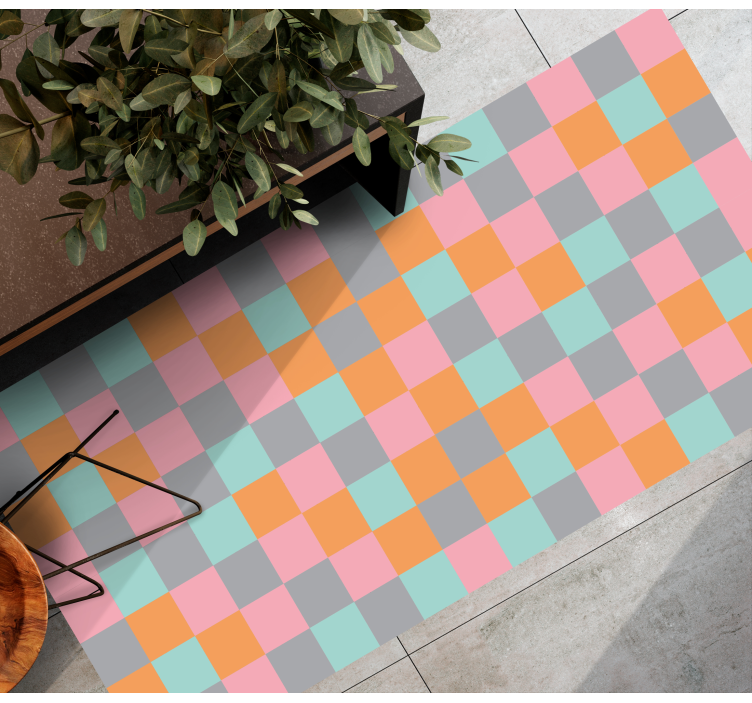 Colorful checkerboard geometric vinyl rug Colorful checkerboard geometric vinyl rug - TenStickers