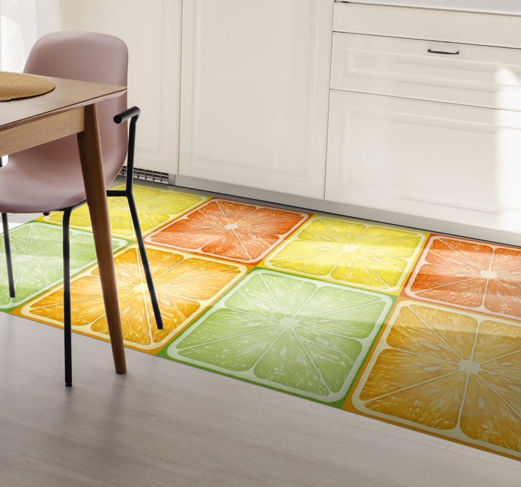 Colorful Citrus Texture kitchen floor tiles - TenStickers