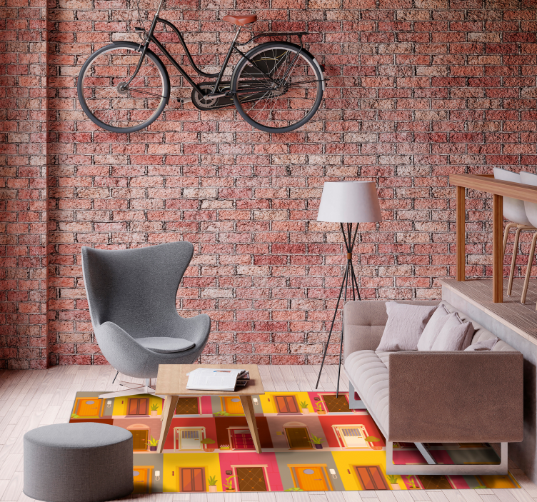 Colorful Doorway Pattern minimal vinyl rug - TenStickers