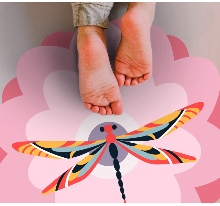 Colorful Dragonfly Centerpiece floral vinyl rug - TenStickers