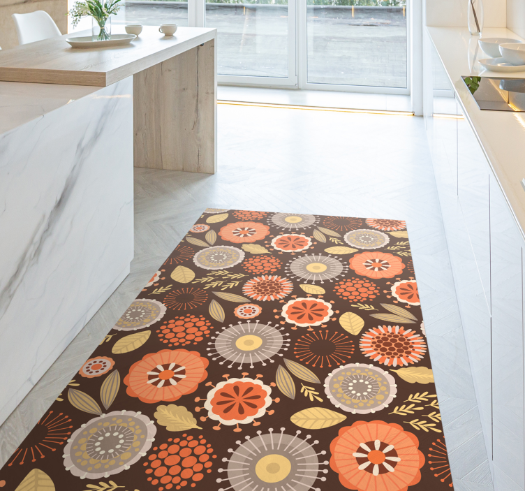 Colorful Floral Arrangement kitchen vinyl rug - TenStickers