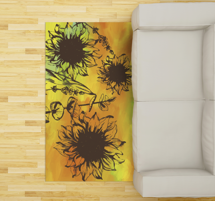 Fabulous colorful flower vinyl living room rug - TenStickers