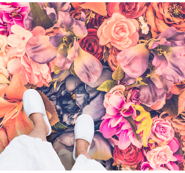 colorful flowers floral rug - TenStickers