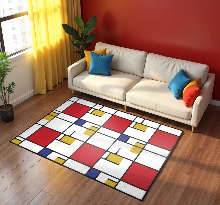 Colorful Geometric Blocks modern vinyl rug - TenStickers
