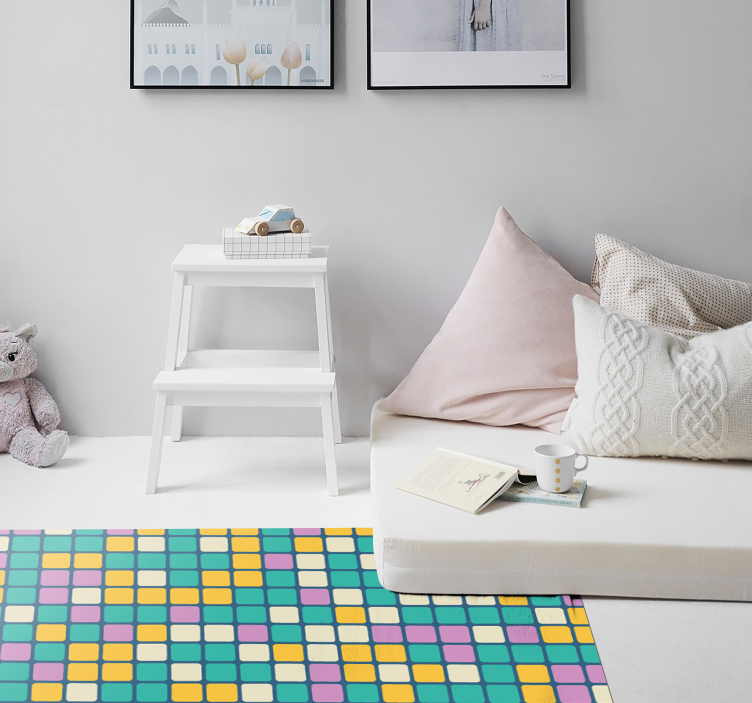 Colorful Grid Pattern geometric vinyl rug - TenStickers