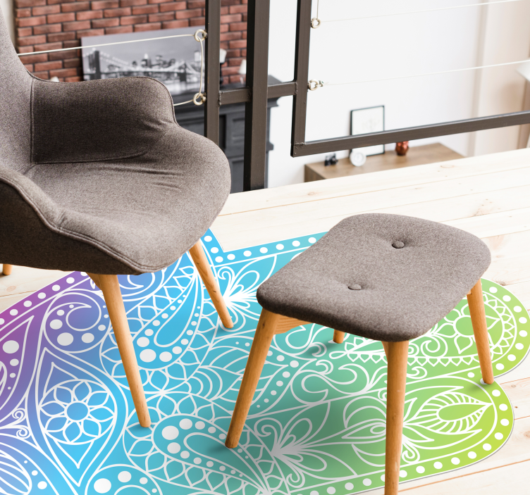 Gradient hand of Fatima mandala vinyl rug - TenStickers